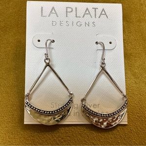 Ladies Silver Hammered Earrings
